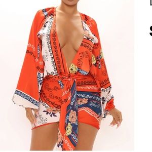 Low V satin orange dress